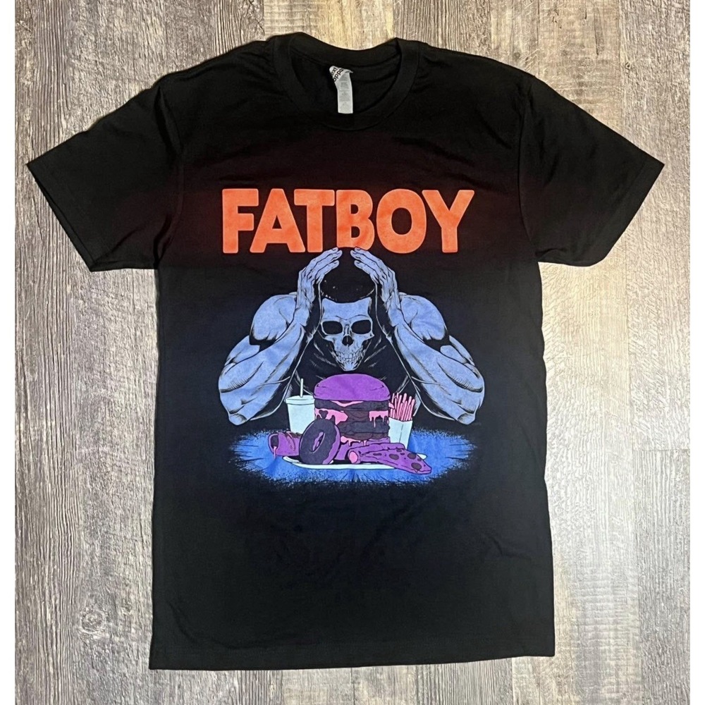 Fatboy Graphic T Shirt Black Skull Burger Junk Food Streetwear Tee XS